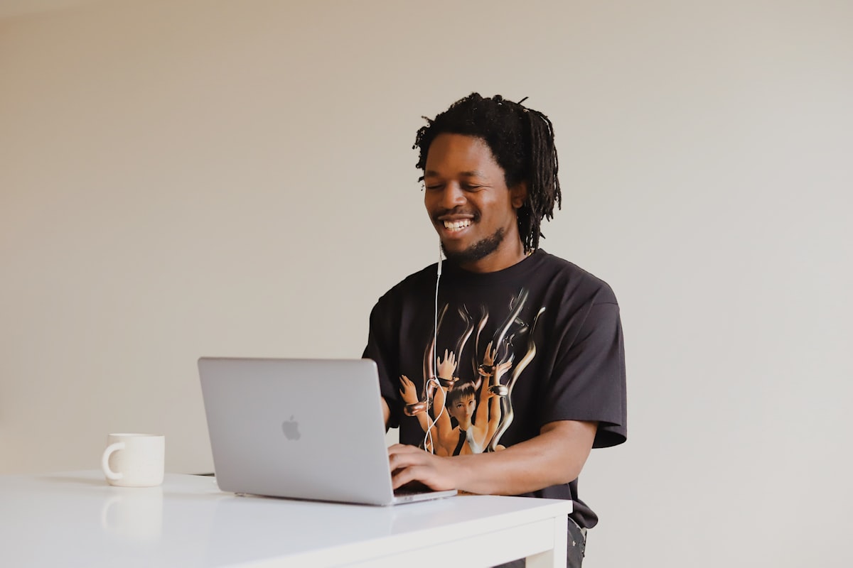 An employee working at a laptop